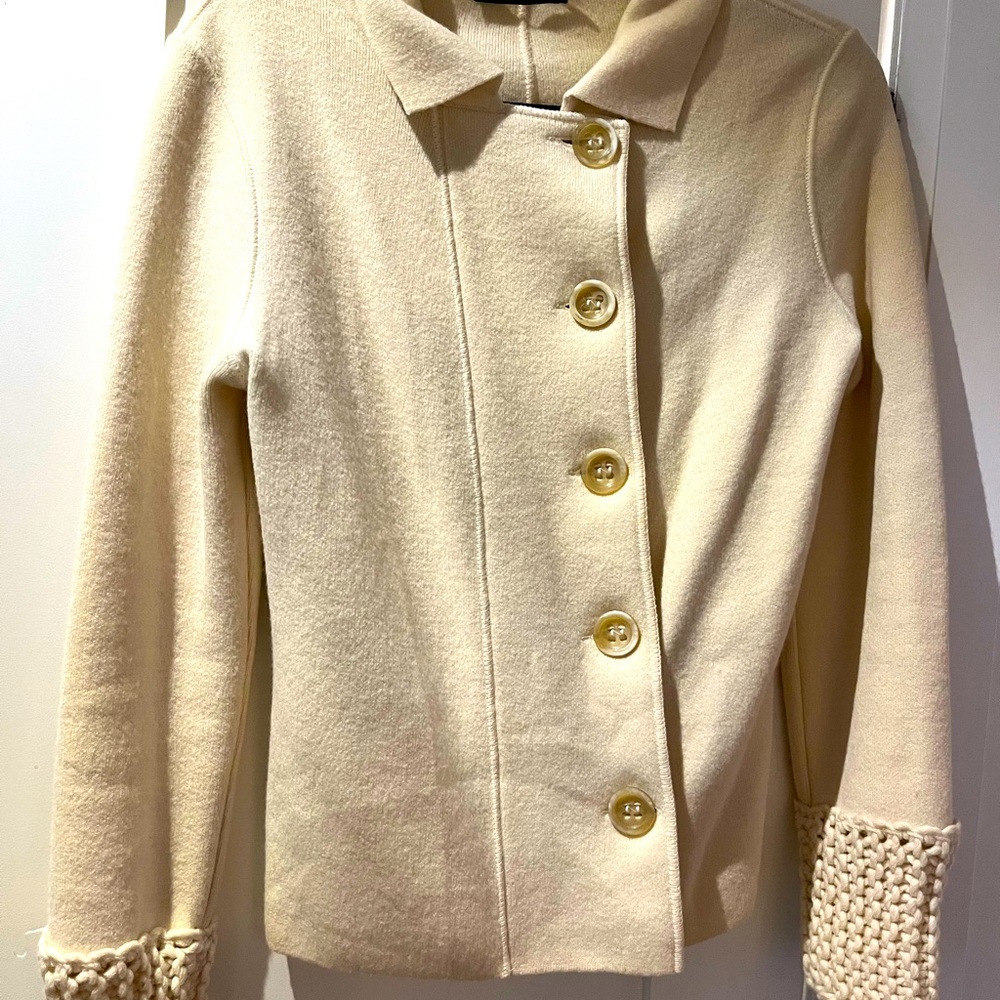 Piazza Sempione 100% wool, cream blazer-style cardigan